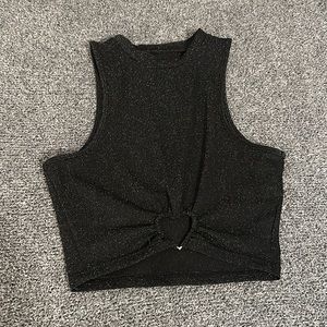 Glitter Black Heart Crop Top